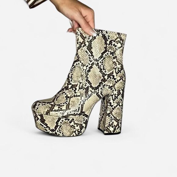 Aldo Women's Snakeskin Platform Chunky Bootie - Picture 8 of 8
